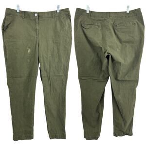 Sejour 14W Green Khaki Mid Rise Skinny Crop Pants